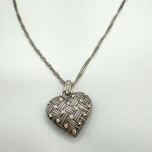 Brighton Puffy Diamond Lace Heart Reversible Pendant Necklace